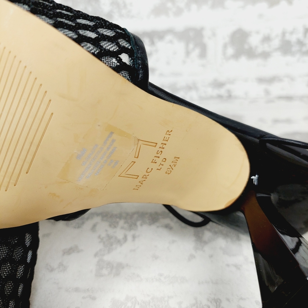 NEW Marc Fisher Leather Dallyn Black Heeled Ankle Strap Sandals O510 - Picture 10 of 11